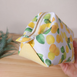 大きめしっかり＊ワイヤーポーチ  [内ポケット付き] 柚子＊イエロー 6枚目の画像
