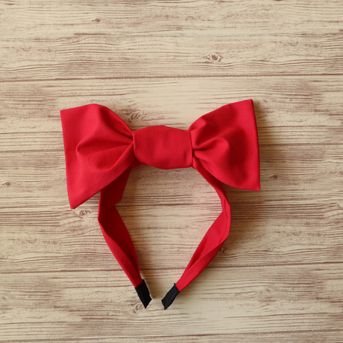 リボンカチューシャ（レッド）大人&キッズサイズも 赤 大人