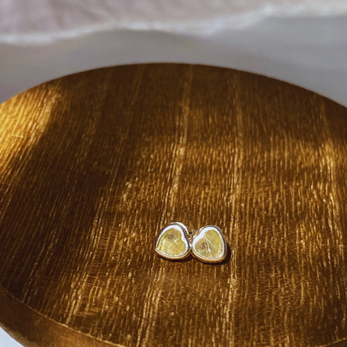 金糸雀色（かなりあいろ）#ルチルクォーツ ハートピアス ピアス