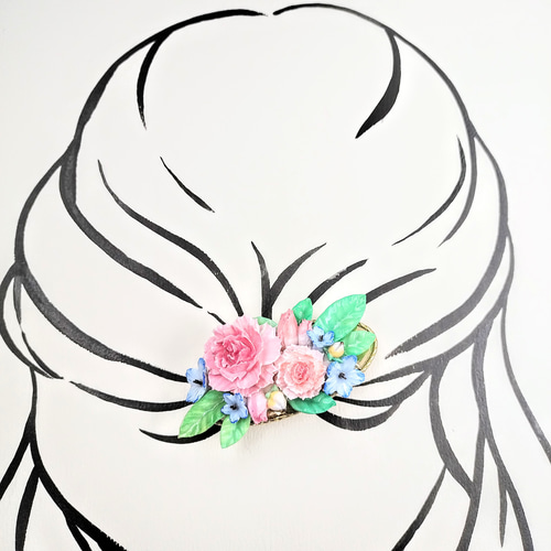 絵画のような薔薇のバレッタ/ヘアクリップ バレッタ なんてんや