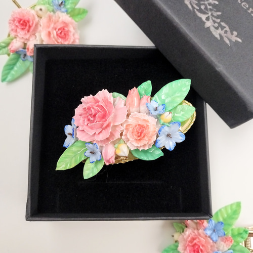絵画のような薔薇のバレッタ/ヘアクリップ バレッタ なんてんや