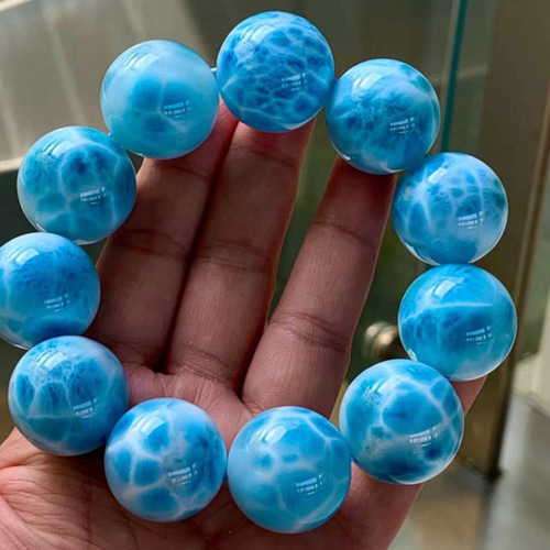 国内鑑別書付き 天然無処理 ラリマー ブレスレット No15 ブレスレット  