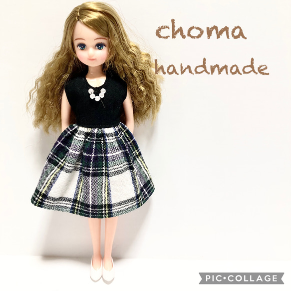 リカちゃん 服 ワンピース 白チェック その他人形 CHOMA 通販 16563011