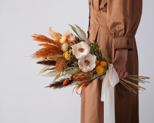 重なるオレンジの彩りスワッグ（ブーケ） L 新作再販 | florist