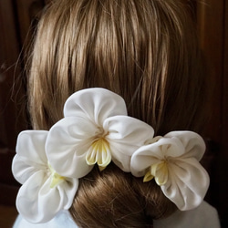 ウェディング　結婚式　成人式　卒業式　髪飾り　胡蝶蘭　オーダー可能　つまみ細工　選べる　ちょい足し 1枚目の画像