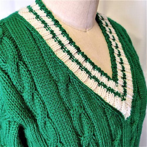 緑色 雪の結晶 ニットセーター ノルディック柄 長袖ニット 雪の結晶 赤
