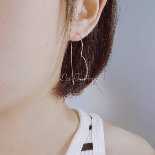 女っぷり」大きめ ハート形 フープピアス silver925 ピアス