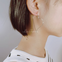 女っぷり」大きめ ハート形 フープピアス silver925 ピアス