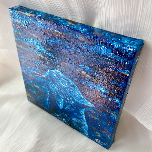 猫の絵 絵画 原画 油絵風アクリル画 ハンドメイド painting 絵画