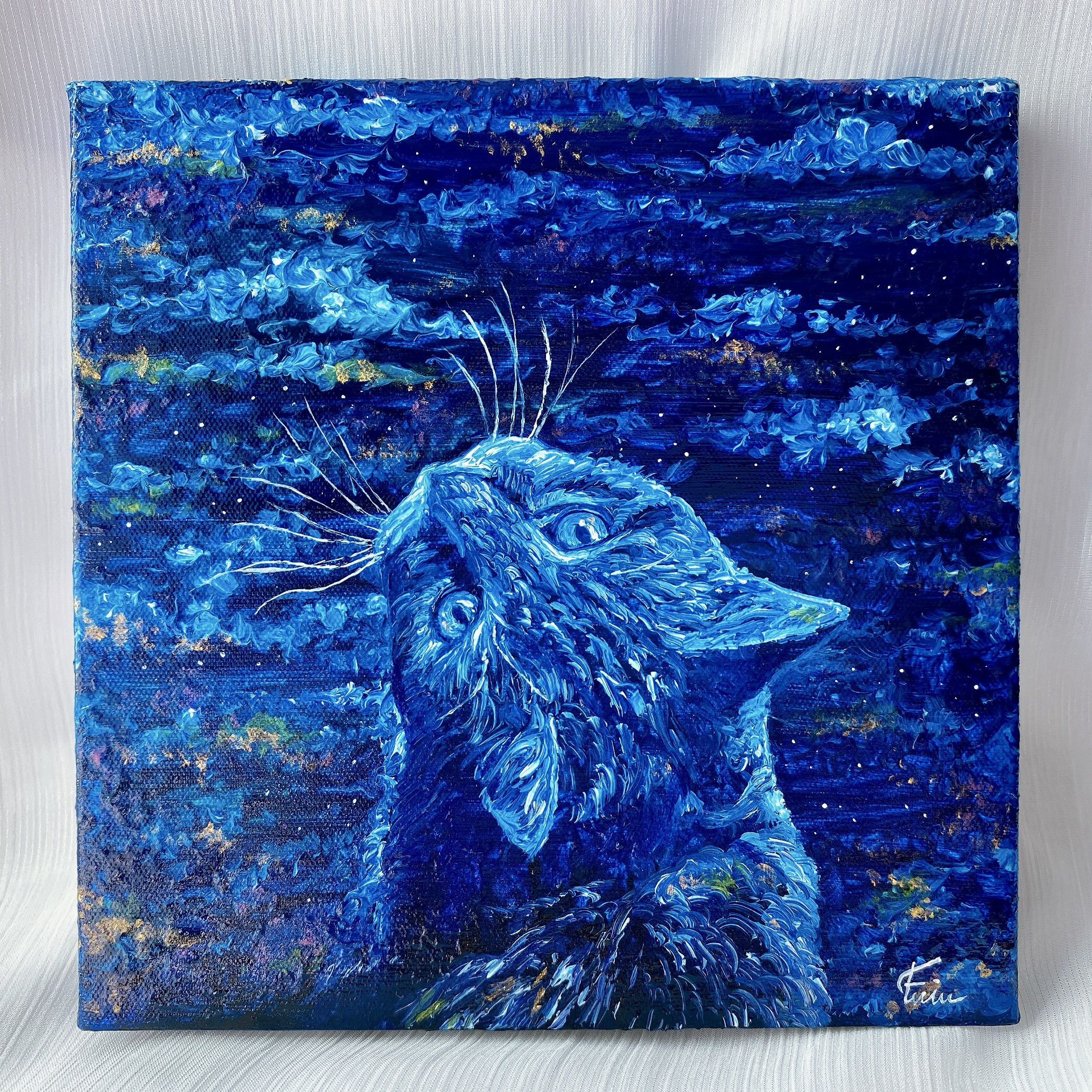 【原画】『雨上がりの空の下』(猫 絵画 パステル画 ハチドリ) 【原画】『雨上がりの空の下』(猫 絵画 パステル画 ハチドリ)