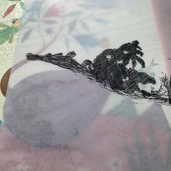 手作りブックカバー　ロウ引き『おやすみのじかん』 3枚目の画像