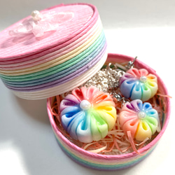❣️在庫処分SALE送料無料❣️ ☆和菓子練り切り　虹のペンダント&ピアス　 6枚目の画像