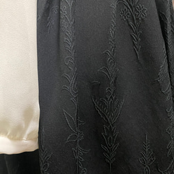 絹　黒に草花模様　フレアスカート　ポケット付き　ロング　着物リメイク　249 6枚目の画像