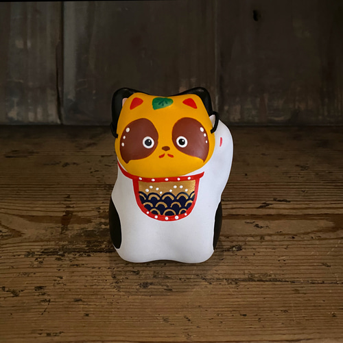 お面をつけれる招き猫(白黒ハチワレ) 招き猫 シマハリコ 通販 16563739