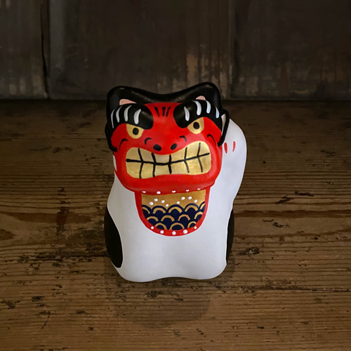 お面をつけれる招き猫(白黒ハチワレ) 招き猫 シマハリコ 通販 16563739