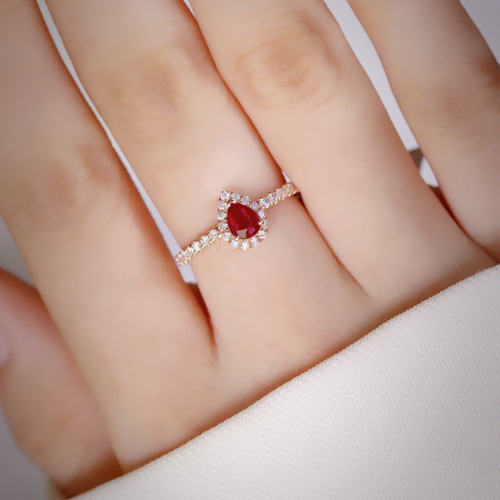 天然ダイヤモンド付きルビーリングk18 指輪・リング パール大好き(購入