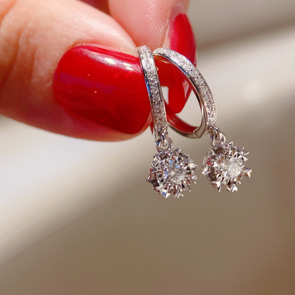 天然ダイヤモンドピアス0.31ct k18 ピアス（フープ） パール