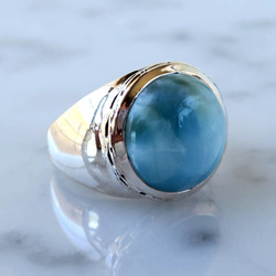 ラリマーリング #13.5 天然石 larimar Signature ring 3枚目の画像