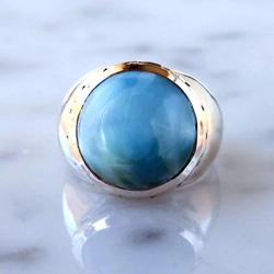 ラリマーリング #13.5 天然石 larimar Signature ring 5枚目の画像