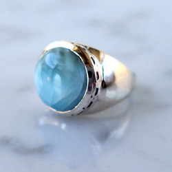 ラリマーリング #13.5 天然石 larimar Signature ring 2枚目の画像