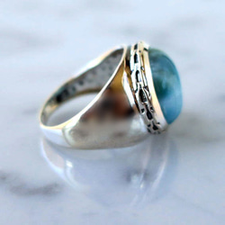 ラリマーリング #13.5 天然石 larimar Signature ring 4枚目の画像