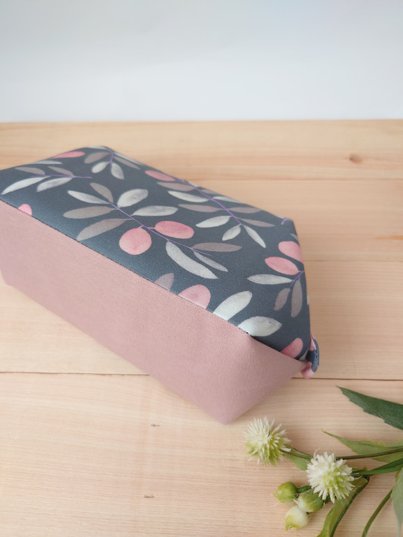 大きめしっかり＊ワイヤーポーチ  [内ポケット付き] olive＊グレイッシュネイビー オリーブ 5枚目の画像