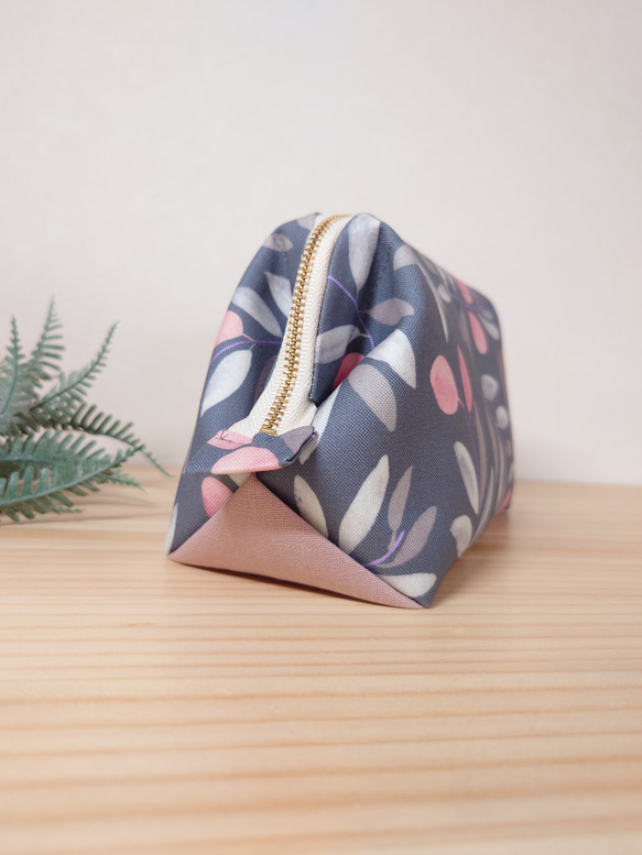 大きめしっかり＊ワイヤーポーチ  [内ポケット付き] olive＊グレイッシュネイビー オリーブ 8枚目の画像