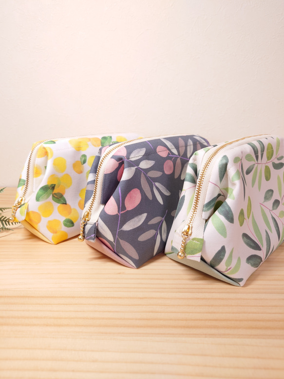 大きめしっかり＊ワイヤーポーチ  [内ポケット付き] olive＊グレイッシュネイビー オリーブ 9枚目の画像