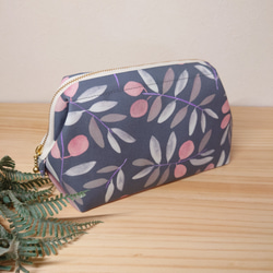 大きめしっかり＊ワイヤーポーチ  [内ポケット付き] olive＊グレイッシュネイビー オリーブ 1枚目の画像