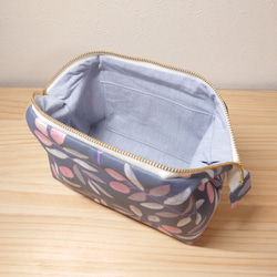 大きめしっかり＊ワイヤーポーチ  [内ポケット付き] olive＊グレイッシュネイビー オリーブ 4枚目の画像