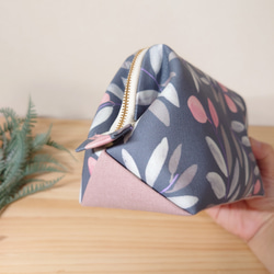 大きめしっかり＊ワイヤーポーチ  [内ポケット付き] olive＊グレイッシュネイビー オリーブ 7枚目の画像