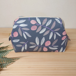 大きめしっかり＊ワイヤーポーチ  [内ポケット付き] olive＊グレイッシュネイビー オリーブ 3枚目の画像