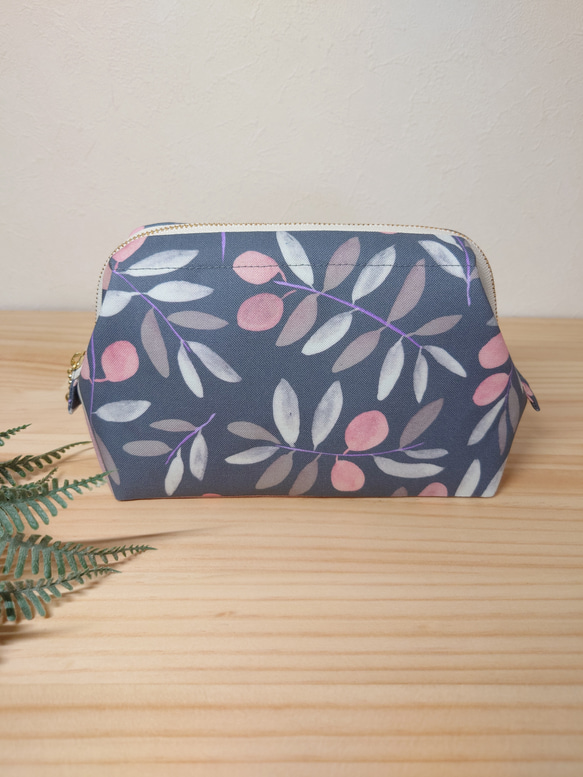 大きめしっかり＊ワイヤーポーチ  [内ポケット付き] olive＊グレイッシュネイビー オリーブ 3枚目の画像