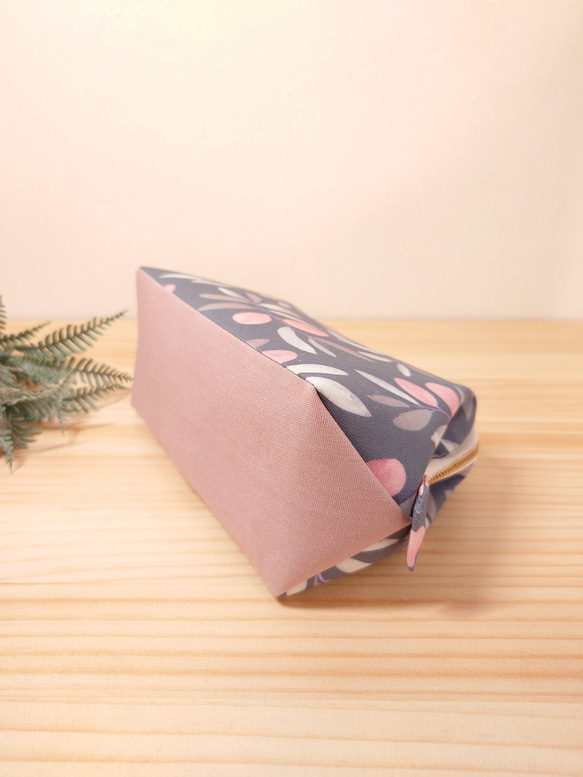 大きめしっかり＊ワイヤーポーチ  [内ポケット付き] olive＊グレイッシュネイビー オリーブ 6枚目の画像