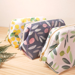 大きめしっかり＊ワイヤーポーチ  [内ポケット付き] olive＊グレイッシュネイビー オリーブ 10枚目の画像