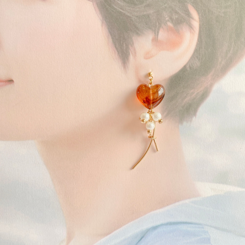 べっ甲ハート揺れるピアス♡イヤリング サージカルステンレス 結婚式 