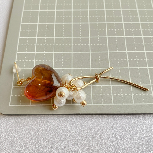 べっ甲ハート揺れるピアス♡イヤリング サージカルステンレス 結婚式 