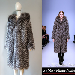 本毛皮 ロング丈 コート リアルファー 袖絞り デザイン◎ 毛並み◎ 主役オーラが漂う☆セレブリティなシルバーフォックスファーロング