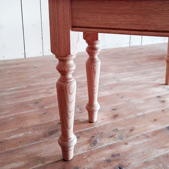 ホワイトオーク無垢材 ターンドレッグベンチ ろくろ足アンティークベンチ オーダーメイド家具 エイジング仕上げ オールド 