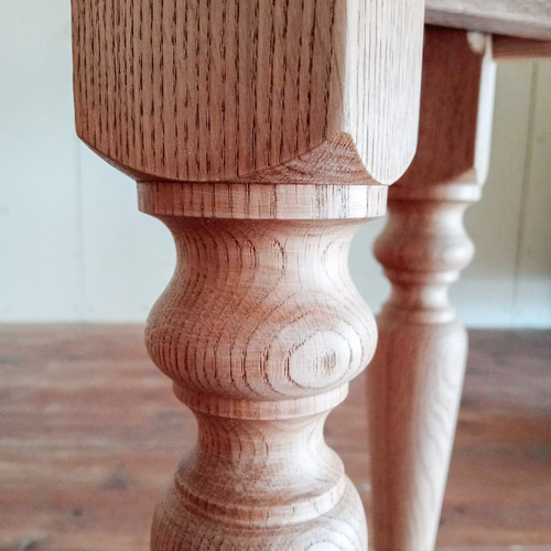 ホワイトオーク無垢材 ターンドレッグベンチ ろくろ足アンティーク