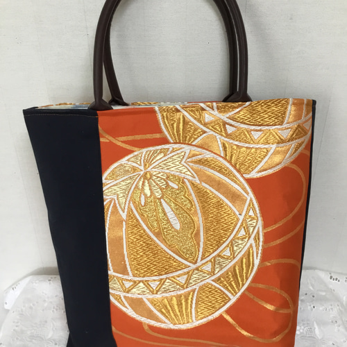 ハンドメイド・リメイク帯・トートバッグ・大きめ・水筒・A4ファイル・かのん8 ハンドメイド・リメイク帯・トートバッグ・大きめ・水筒・A4