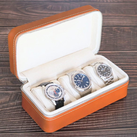 DIBO(ディーボ) Leather Watch Box 3本用 キャメルブラウン 腕時計 ケース 4枚目の画像