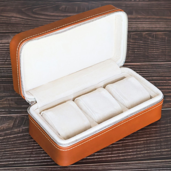 DIBO(ディーボ) Leather Watch Box 3本用 キャメルブラウン 腕時計 ケース 3枚目の画像