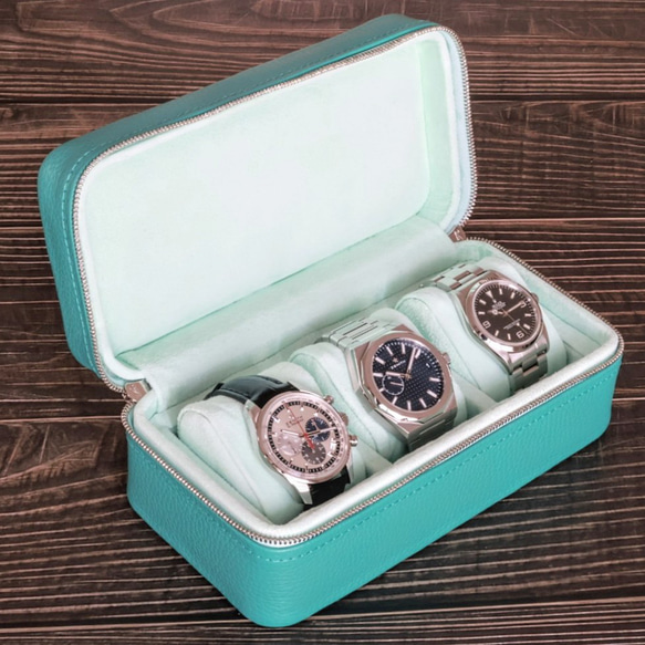 DIBO(ディーボ) Leather Watch Box 3本用 ターコイズ 腕時計 ケース 4枚目の画像