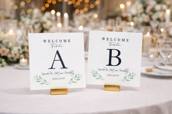 結婚式 ❇︎ テーブルナンバー テーブルナンバー 正方形 ナチュラル グリーン 結婚式【¥100】 席次表