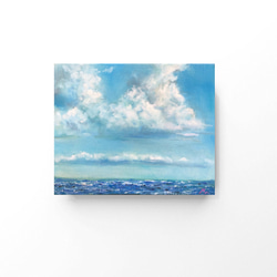 油絵　原画　オリジナル　「青い空と白い雲」 送料無料 1枚目の画像
