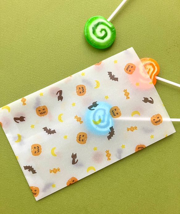 トレーシングペーパーで出来たハロウィン柄 平袋(ハガキが入る