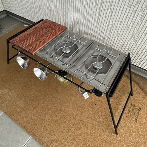 フラットバーナ－テーブルアイアンigtテーブル マホガニー色
