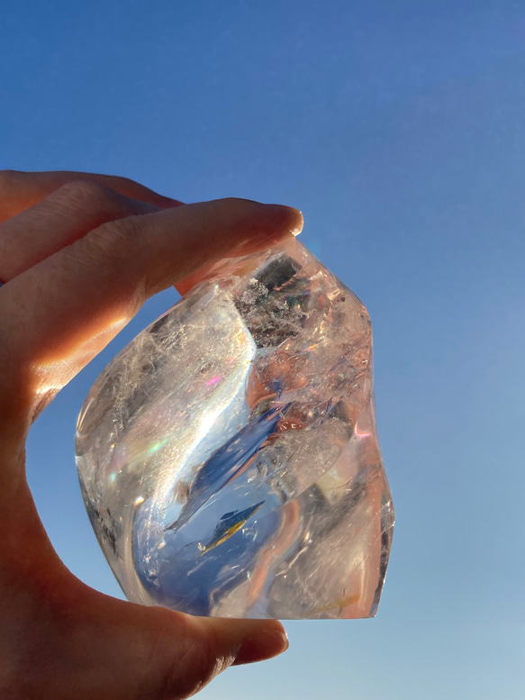 レインボーフレイム（炎）型水晶　パワーストーン　天然石　インテリア レインボーフレイム（炎）型水晶パワーストーン天然石インテリア