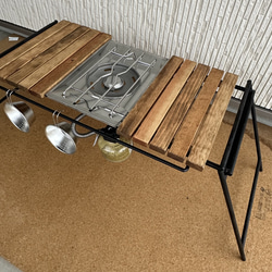 フラットバーナ－テーブルアイアンigtテーブル ミディアムウォルナット色 1枚目の画像